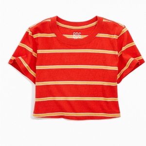 NWT Urban Outfitters Small striped T-shirt crop top orange stripes shirt y2k